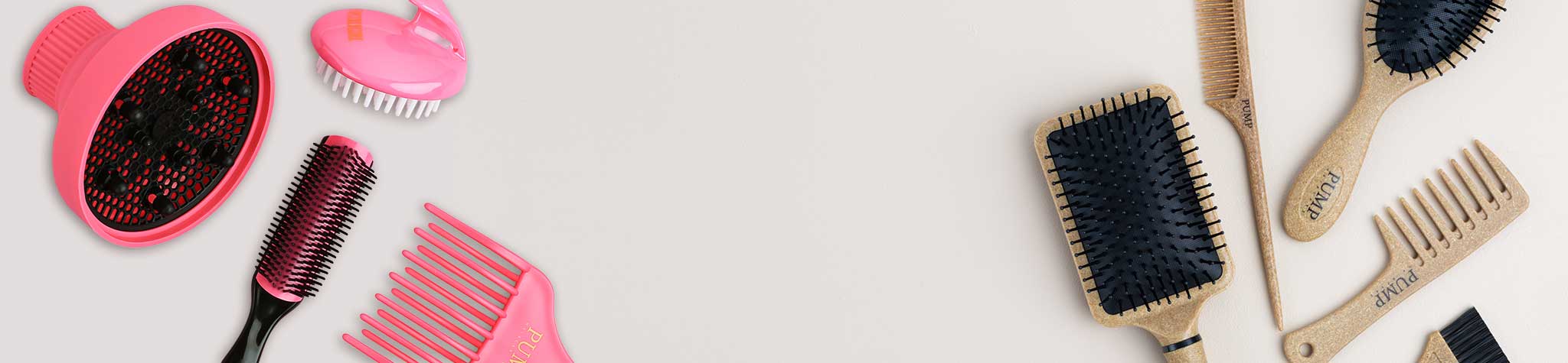 Accessories banner showing brushes, combs and dryer diffuser