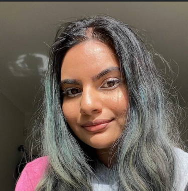 blue green highlights pump