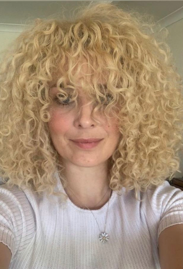 blonde curly haircare routine pump