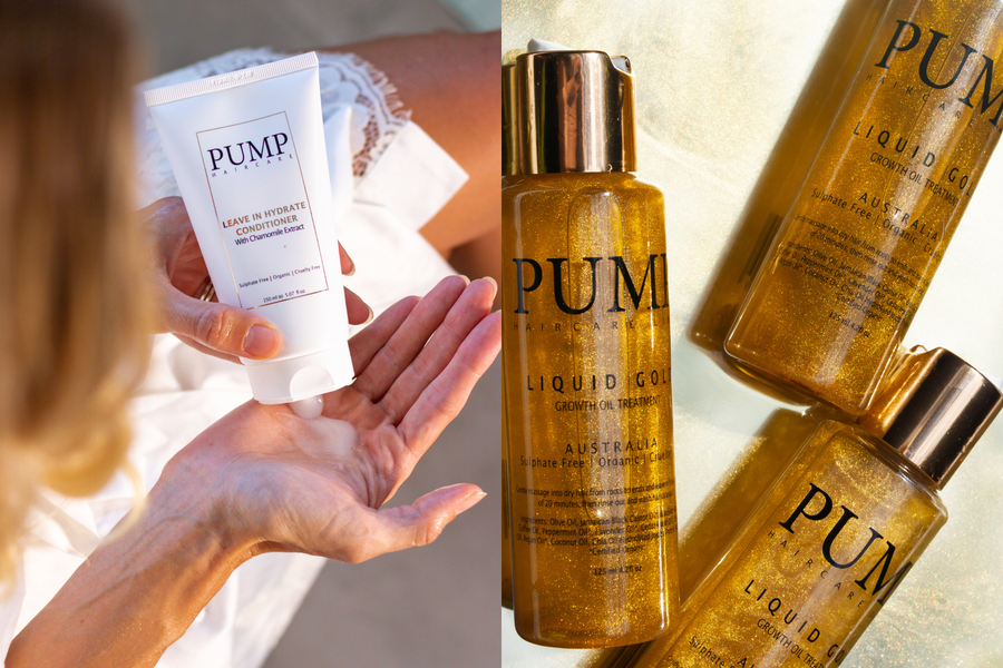 Pump Haircare leave-in conditioner and hair oil treatment
