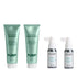 Set of hair care products including shampoo, conditioner, and serums with &