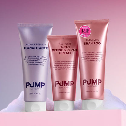 Curly Girl Shampoo, Blonde Perfect Conditioner, Curly Girl 2-in-1 Define &amp; Repair Cream Bundle