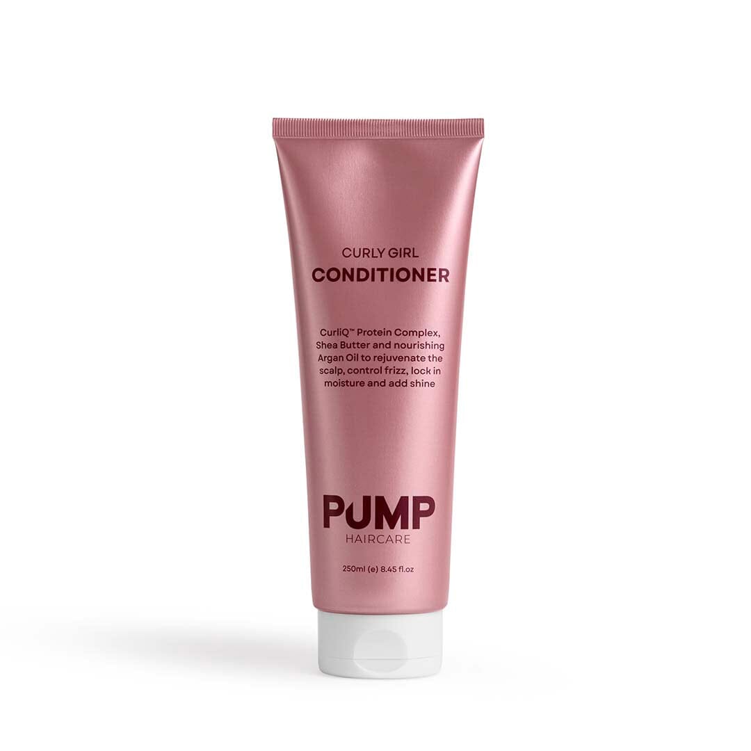 Pink tube of Curly Girl Conditioner on a white background