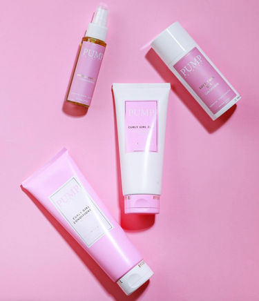pump haircare pink and white